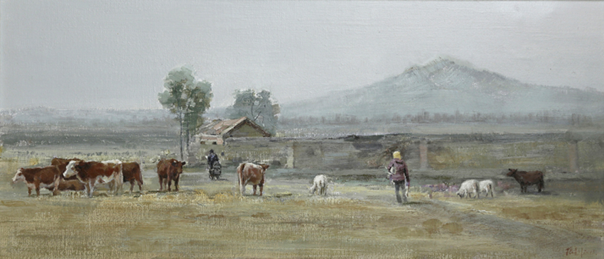 《秋牧》 40X90(CM)  作者：刘振利