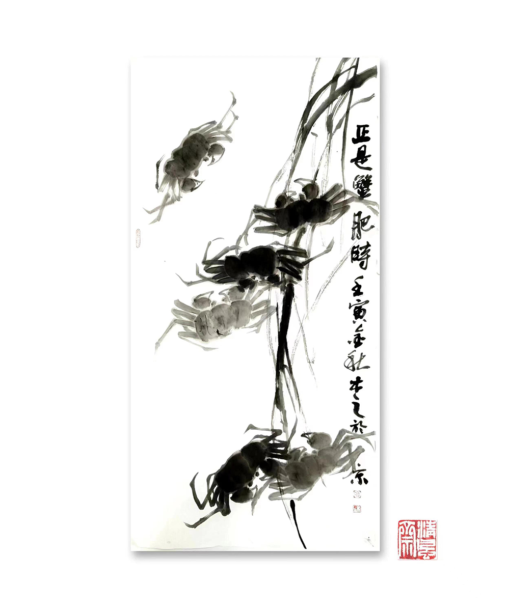 《正是蟹肥时》68X34(CM) 国画 作者：冯海波 1500.jpg